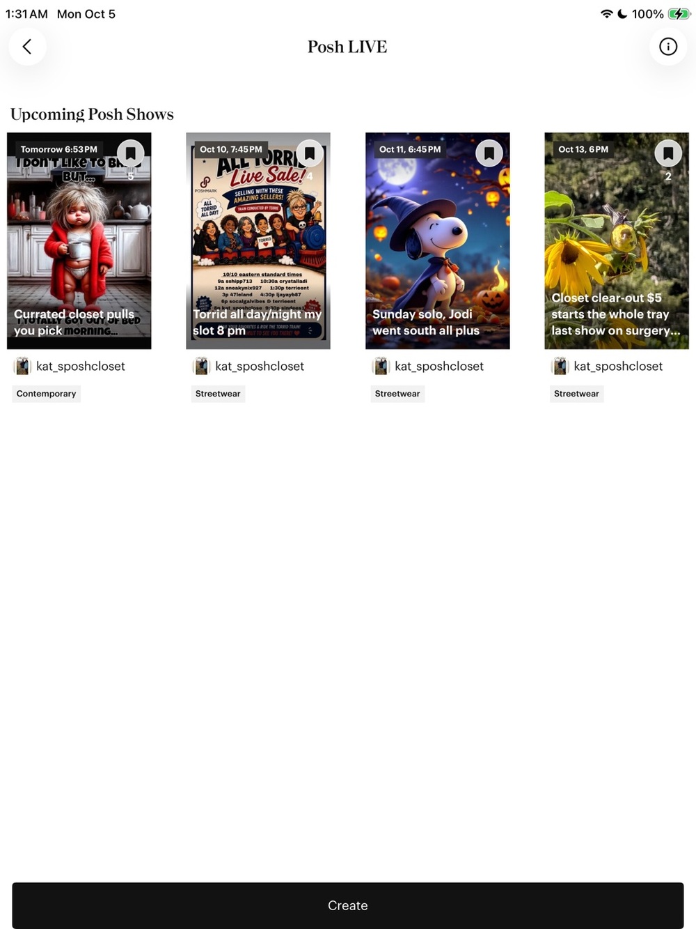 Live show Listing Of Upcoming Shows